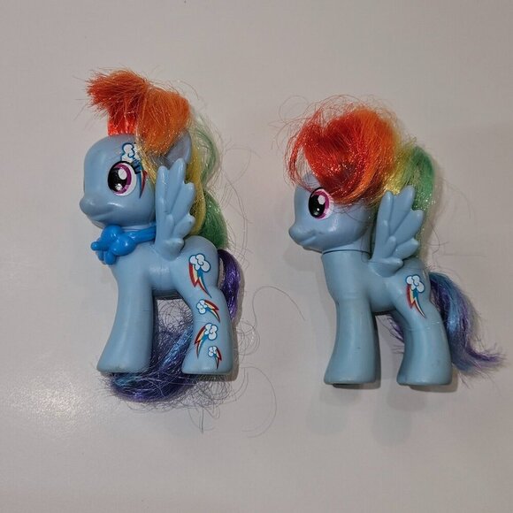 2 Hasbro MLP My Little Pony 3" Rainbow Dash Toy Lot Brushable Tail READ - Picture 2 of 12